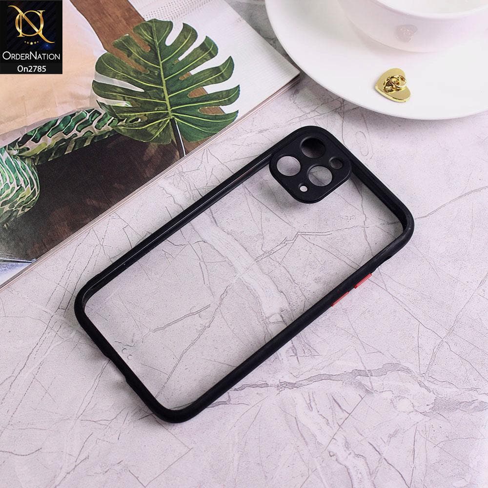 iPhone 11 Pro Max - Black - Camera Protection Shiny Acrylic Anti-Shock Bumper Transparent Back Case