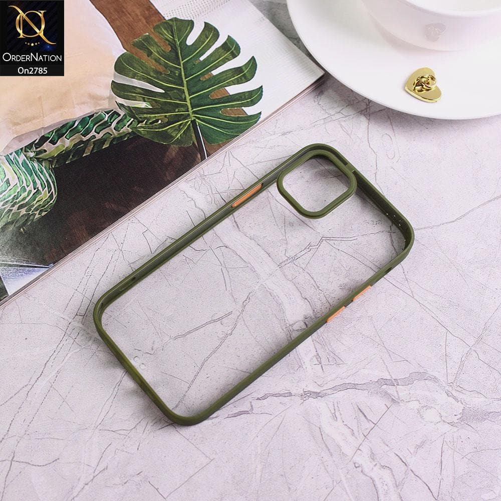 iPhone 12 - Green - Camera Protection Shiny Acrylic Anti-Shock Bumper Transparent Back Case