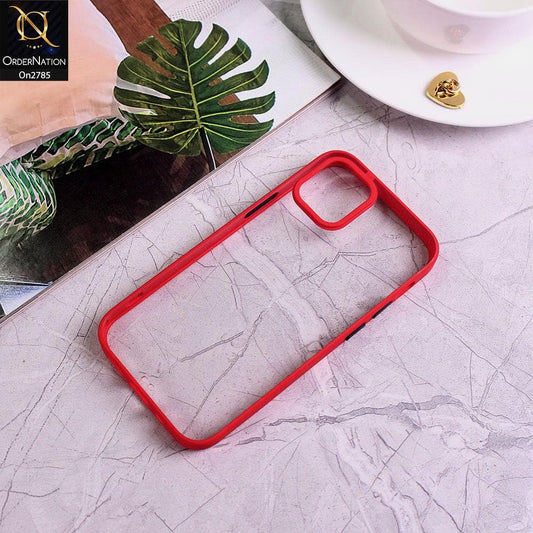 iPhone 12 - Red - Camera Protection Shiny Acrylic Anti-Shock Bumper Transparent Back Case