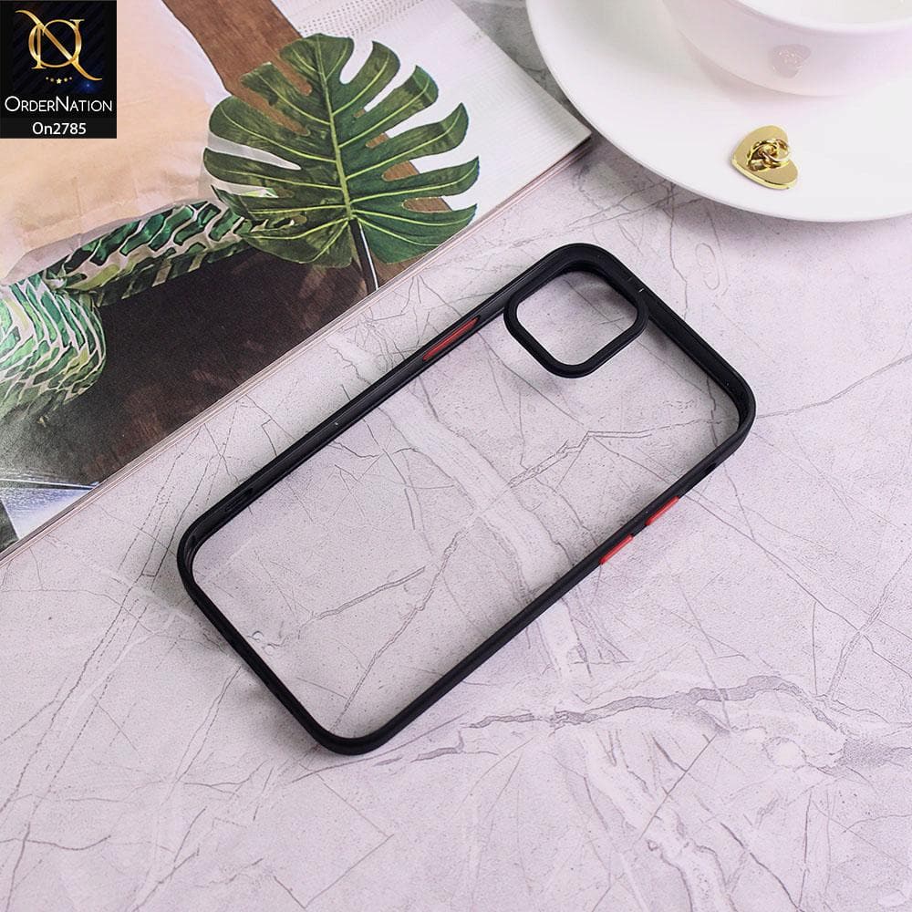 iPhone 12 Mini - Black - Camera Protection Shiny Acrylic Anti-Shock Bumper Transparent Back Case