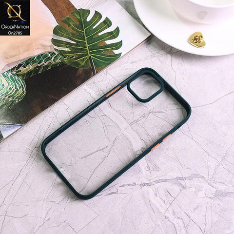 iPhone 12 Mini - Dark Green - Camera Protection Shiny Acrylic Anti-Shock Bumper Transparent Back Case