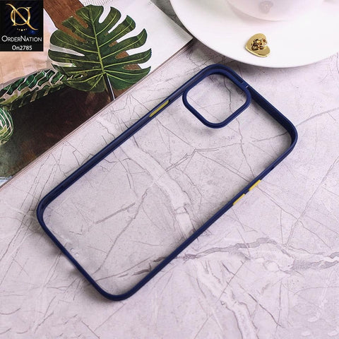 iPhone 12 Pro Max - Blue - Camera Protection Shiny Acrylic Anti-Shock Bumper Transparent Back Case