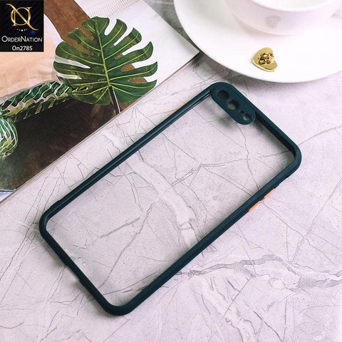 iPhone 8 Plus / 7 Plus - Dark Green - Camera Protection Shiny Acrylic Anti-Shock Bumper Transparent Back Case