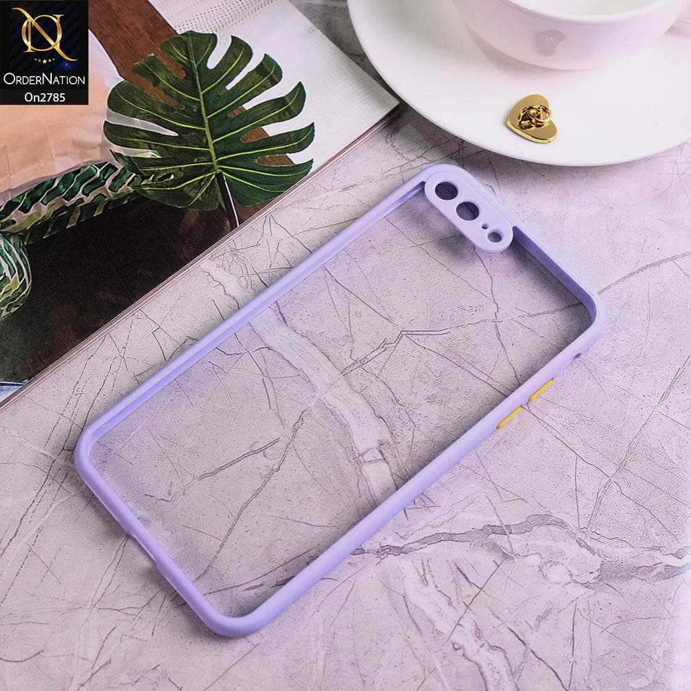 iPhone 8 Plus / 7 Plus - Purple - Camera Protection Shiny Acrylic Anti-Shock Bumper Transparent Back Case