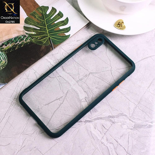 iPhone XS / X - Dark Green - Camera Protection Shiny Acrylic Anti-Shock Bumper Transparent Back Case