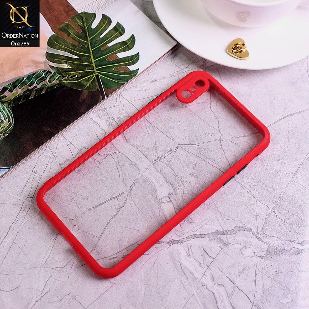 iPhone XS / X - Red - Camera Protection Shiny Acrylic Anti-Shock Bumper Transparent Back Case