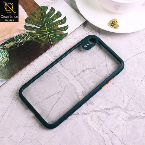 iPhone XR - Dark Green - Camera Protection Shiny Acrylic Anti-Shock Bumper Transparent Back Case