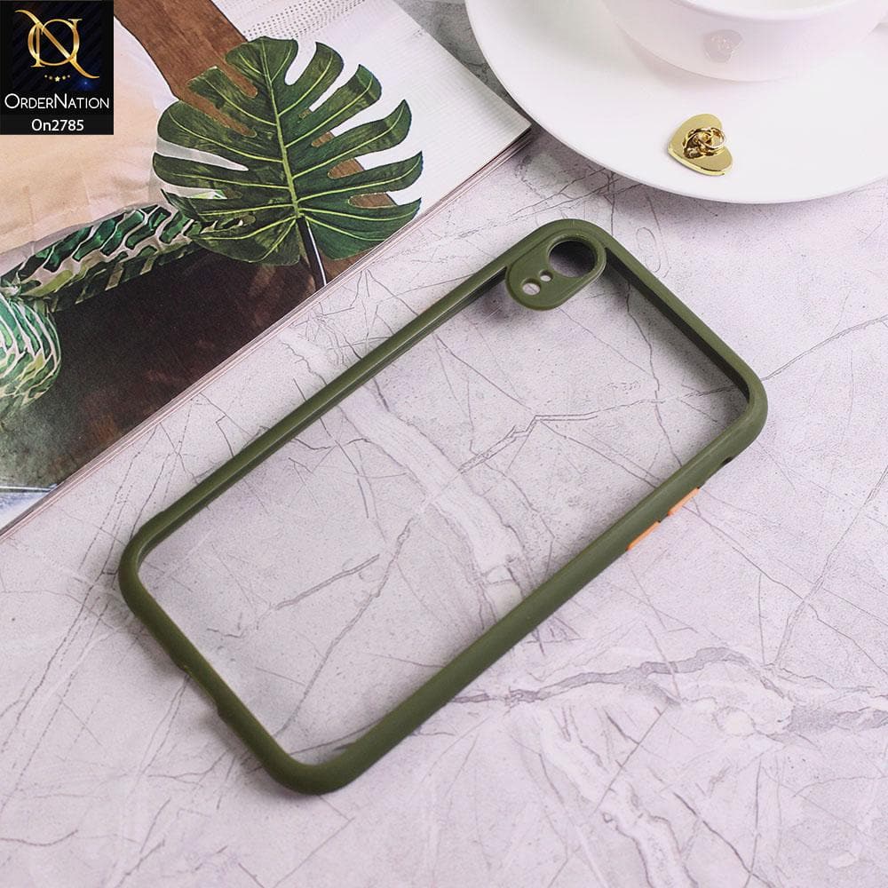 iPhone XR - Green - Camera Protection Shiny Acrylic Anti-Shock Bumper Transparent Back Case