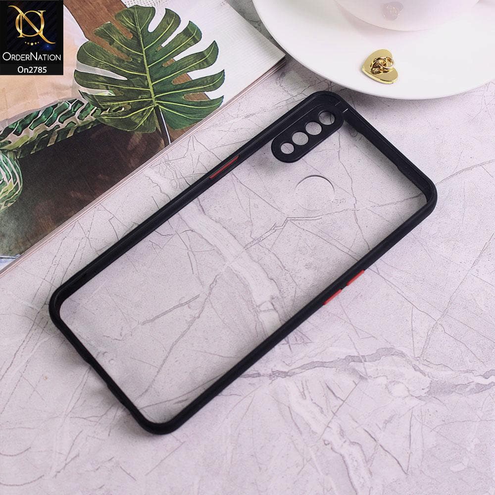 Oppo A8 - Black - Camera Protection Shiny Acrylic Anti-Shock Bumper Transparent Back Case