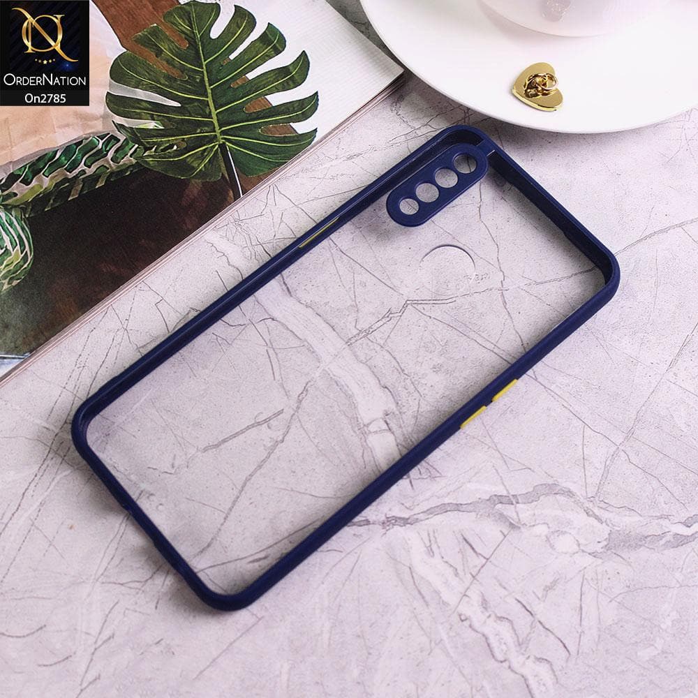 Oppo A31 - Blue - Camera Protection Shiny Acrylic Anti-Shock Bumper Transparent Back Case