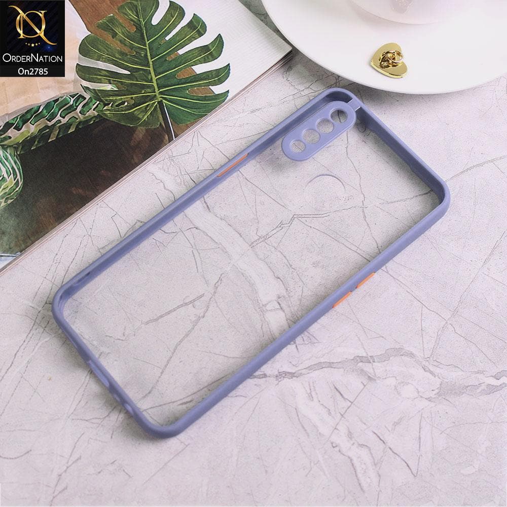 Oppo A8 - Gray - Camera Protection Shiny Acrylic Anti-Shock Bumper Transparent Back Case