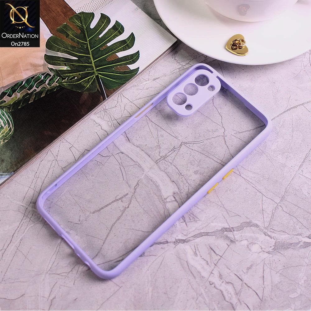 Oppo Reno 4 - Purple - Camera Protection Shiny Acrylic Anti-Shock Bumper Transparent Back Case