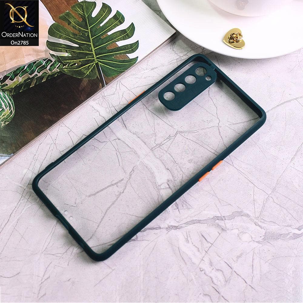 Oppo Reno 4 Pro - Dark Green - Camera Protection Shiny Acrylic Anti-Shock Bumper Transparent Back Case