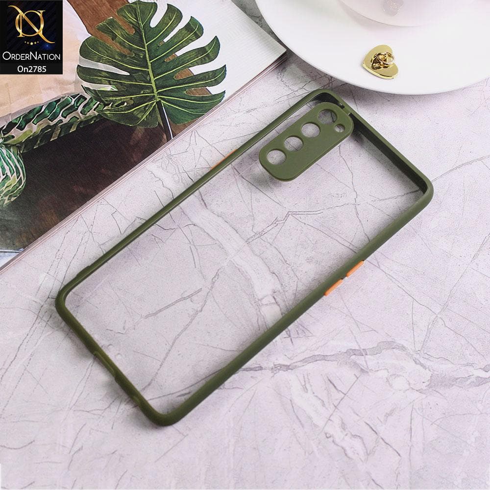 Oppo Reno 4 Pro - Green - Camera Protection Shiny Acrylic Anti-Shock Bumper Transparent Back Case