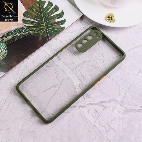 Oppo Reno 4 Pro - Green - Camera Protection Shiny Acrylic Anti-Shock Bumper Transparent Back Case