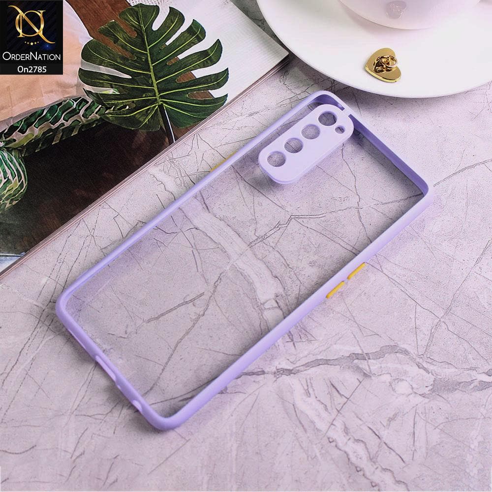 Oppo Reno 4 Pro - Purple - Camera Protection Shiny Acrylic Anti-Shock Bumper Transparent Back Case