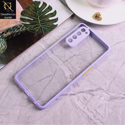 Oppo Reno 4 Pro - Purple - Camera Protection Shiny Acrylic Anti-Shock Bumper Transparent Back Case
