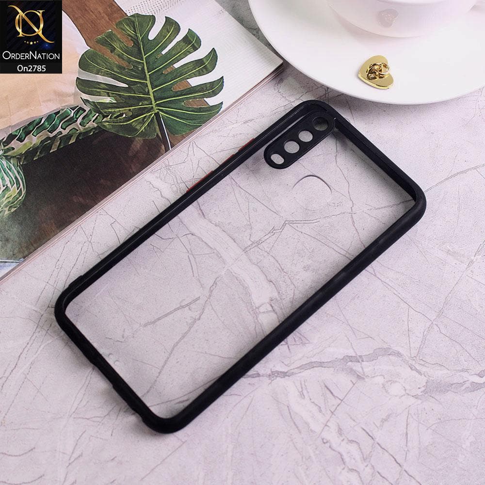 Vivo Y17 - Black - Camera Protection Shiny Acrylic Anti-Shock Bumper Transparent Back Case