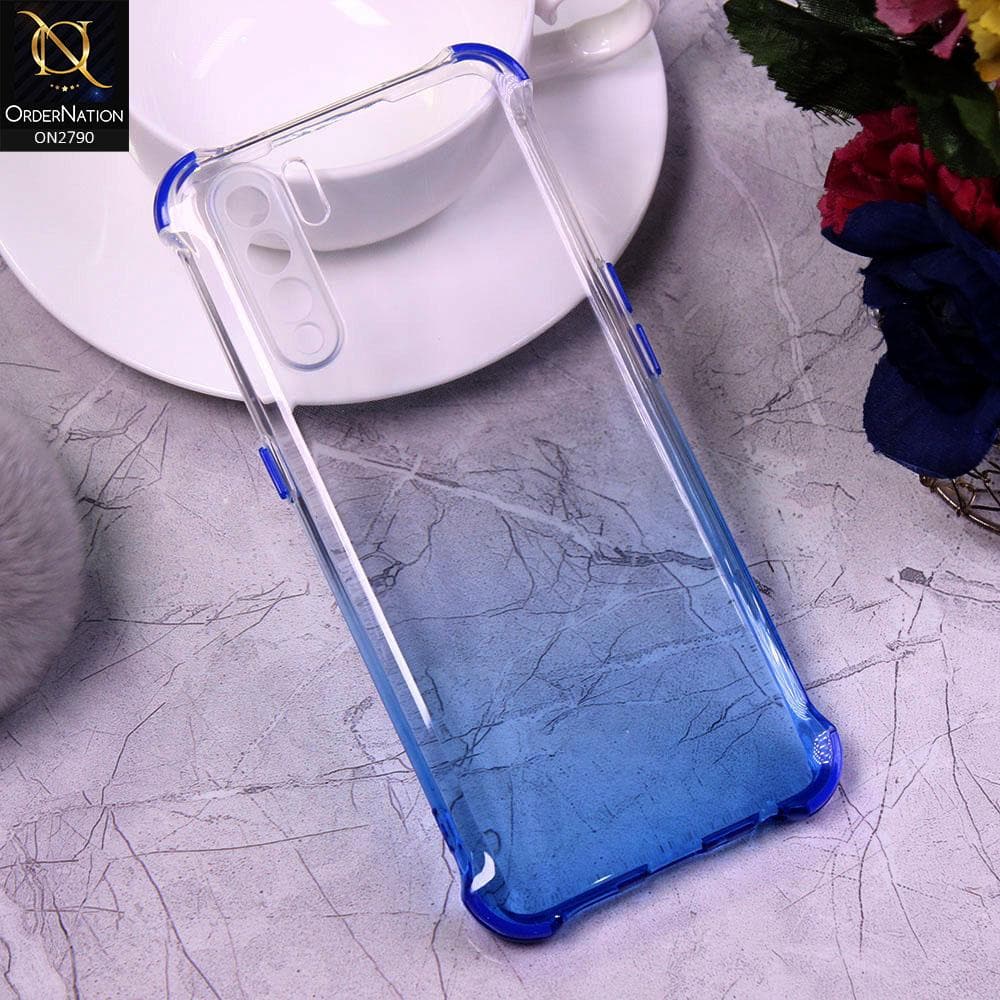 Oppo F15 Cover - Blue - Dual Gradient Semi Transparent Soft Case