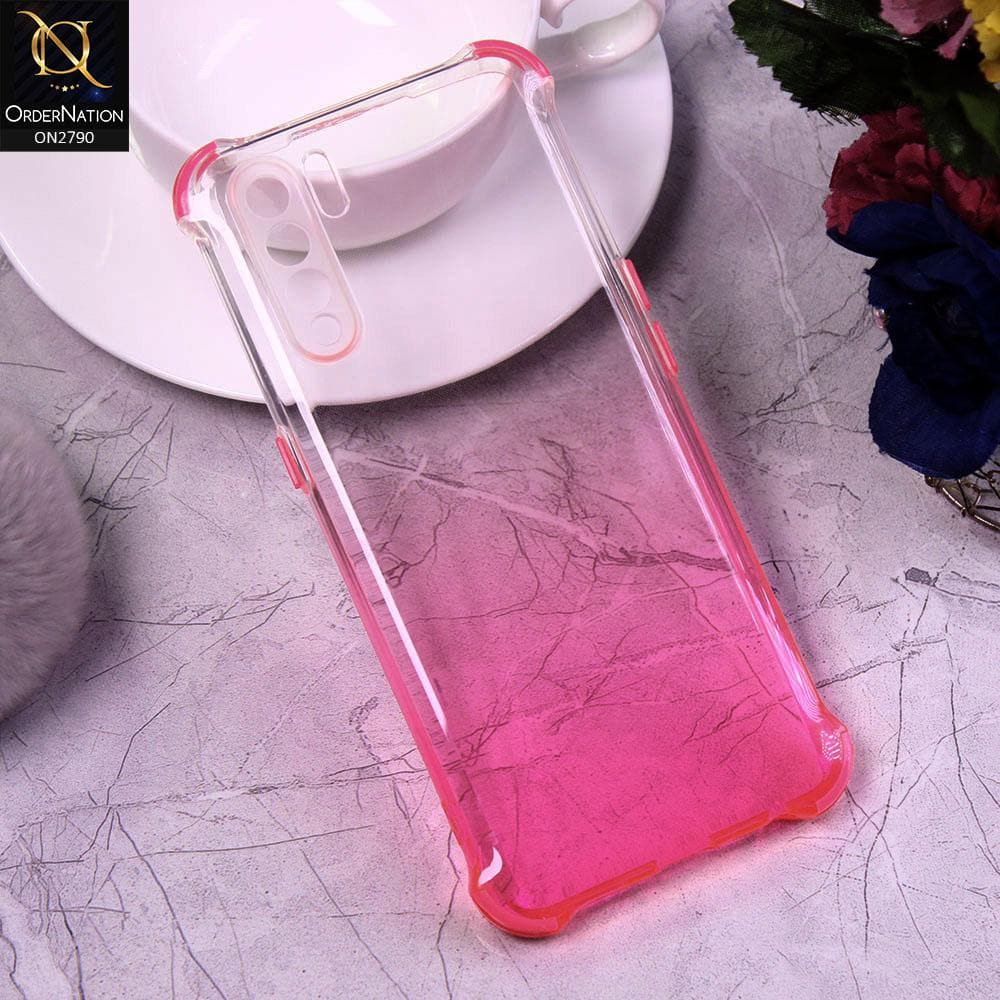 Oppo F15 Cover - Dark Pink - Dual Gradient Semi Transparent Soft Case