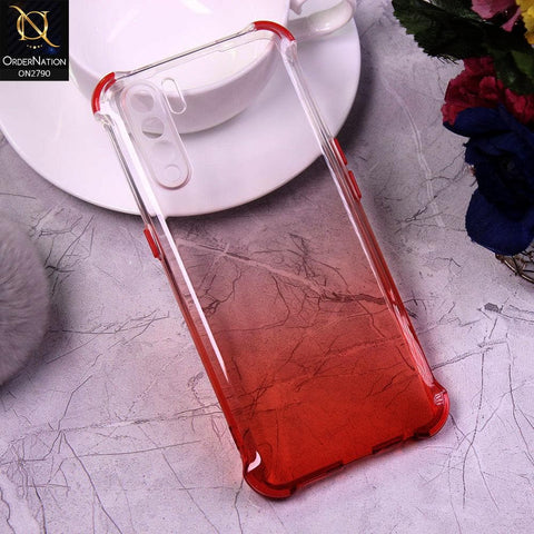 Oppo F15 Cover - Red - Dual Gradient Semi Transparent Soft Case