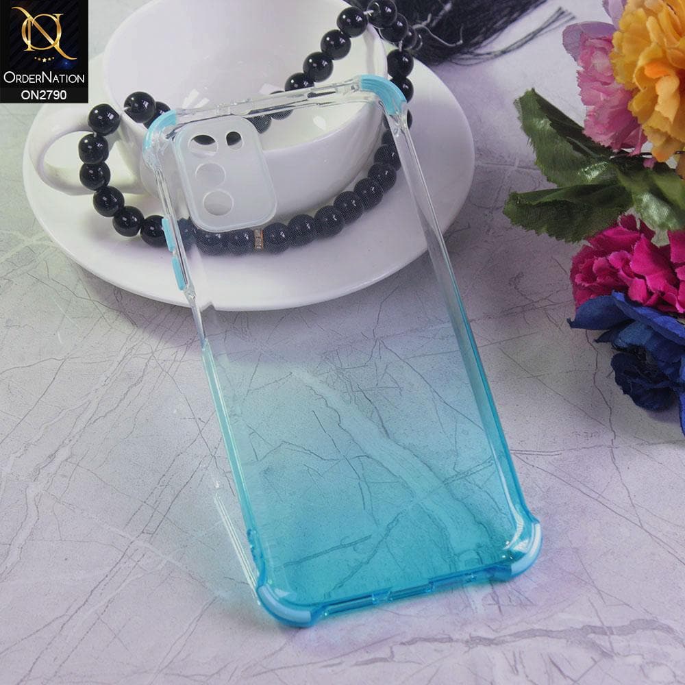 Xiaomi Poco M3 Cover - Cyan - Dual Gradient Semi Transparent Soft Case