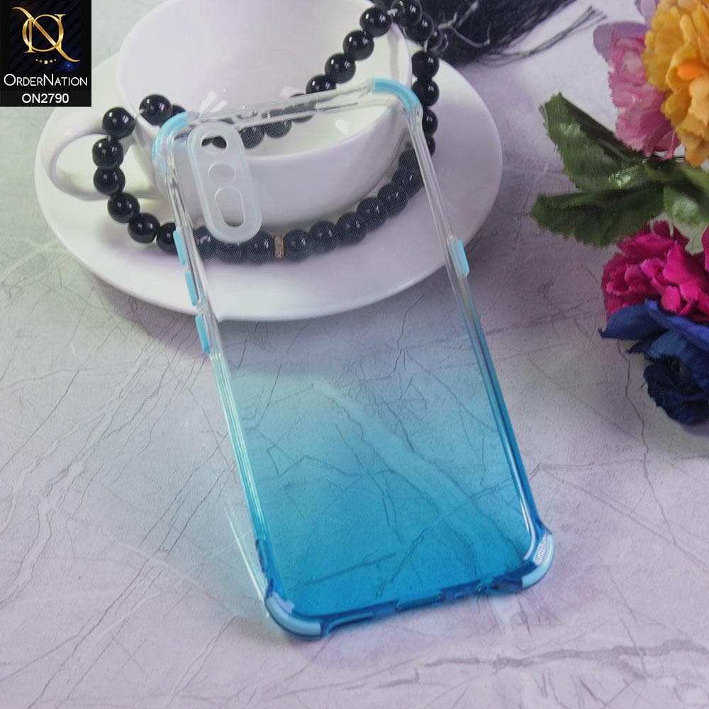 Vivo S1 Cover - Cyan - Dual Gradient Semi Transparent Soft Case