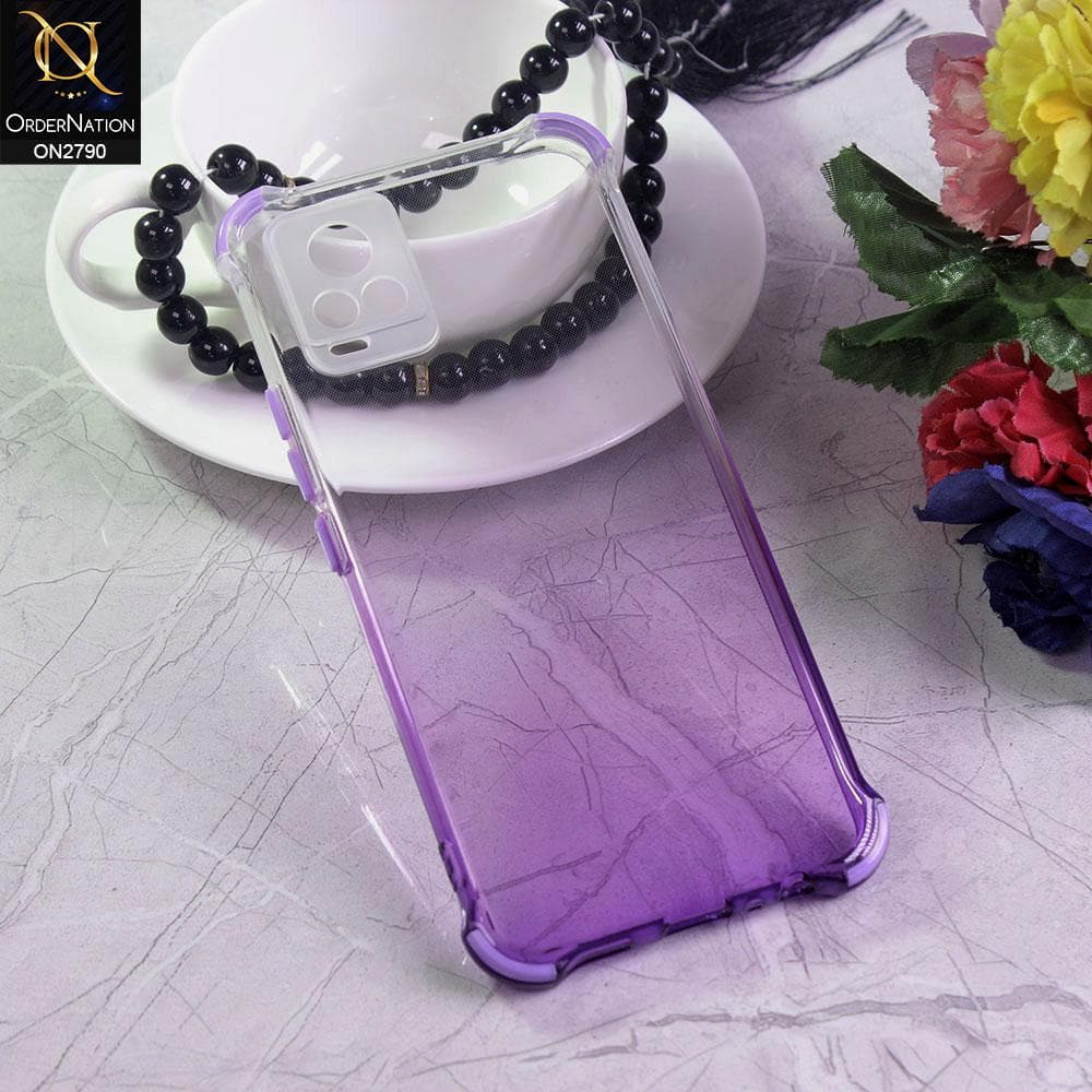 Vivo V20 Cover - Purple - Dual Gradient Semi Transparent Soft Case