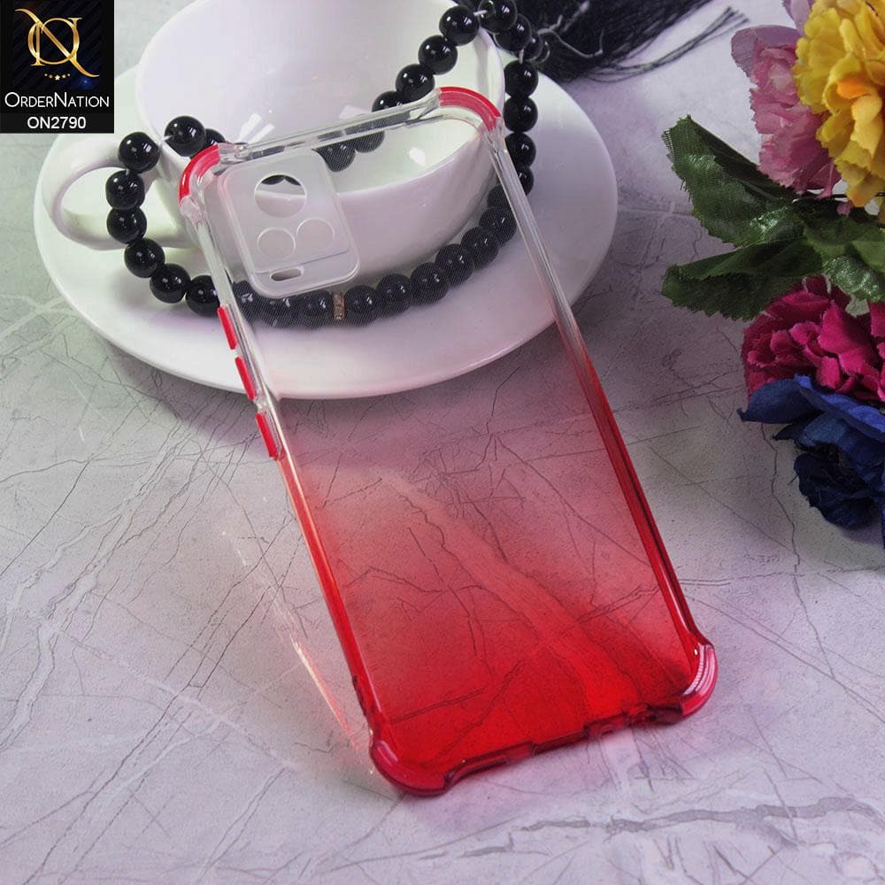 Vivo V20 Cover - Red - Dual Gradient Semi Transparent Soft Case