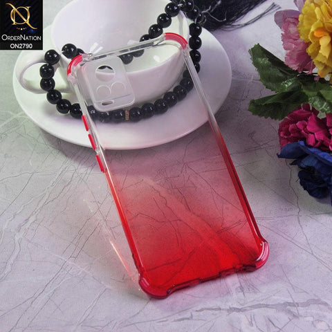 Vivo V20 Cover - Red - Dual Gradient Semi Transparent Soft Case