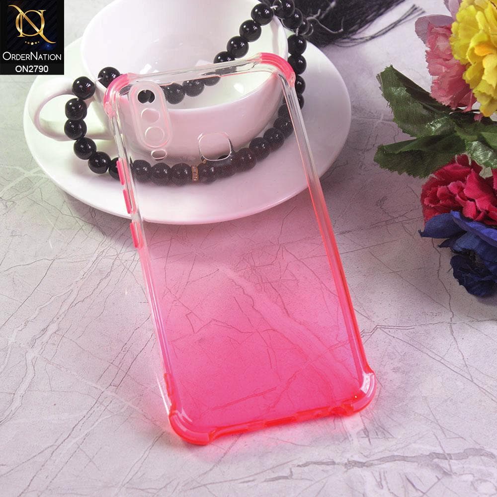Vivo Y15 Cover - Dark Pink - Dual Gradient Semi Transparent Soft Case