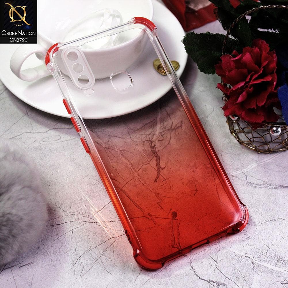 Vivo Y15 Cover - Red - Dual Gradient Semi Transparent Soft Case