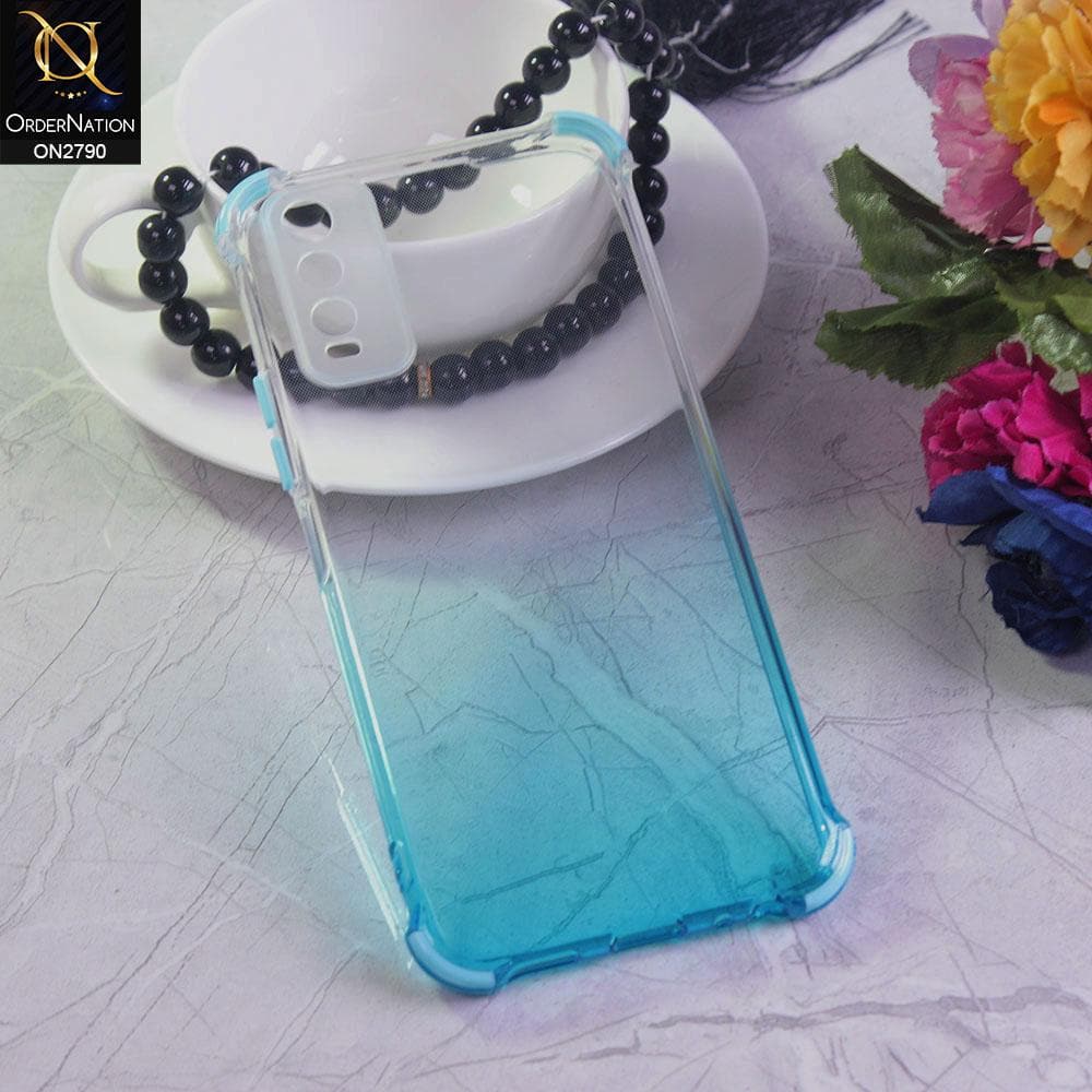 Vivo Y11s Cover - Cyan - Dual Gradient Semi Transparent Soft Case