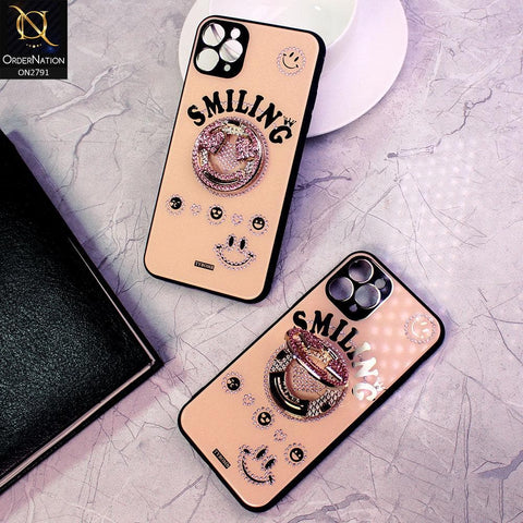 iPhone 12 Pro Cover - Rose Gold - Tybomb Smiling Shining Case with Kick Stand