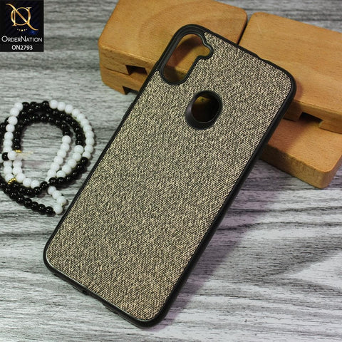 Samsung Galaxy M11 Cover - Gray - New Jeans Fabric Texture Leather Soft Case