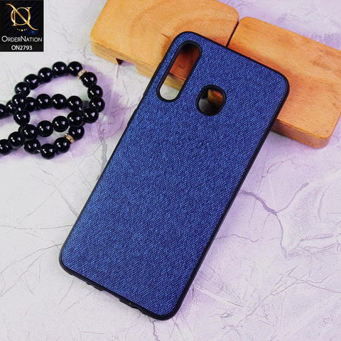 Samsung Galaxy A30 Cover - Blue -  New Jeans Fabric Texture Leather Soft Case