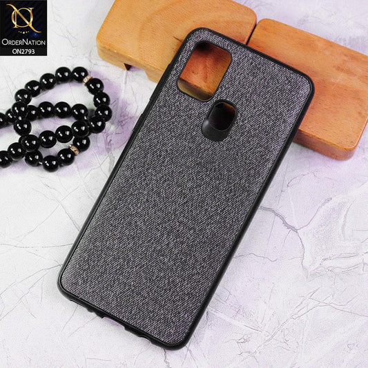 Samsung Galaxy A21s Cover - Black -  New Jeans Fabric Texture Leather Soft Case
