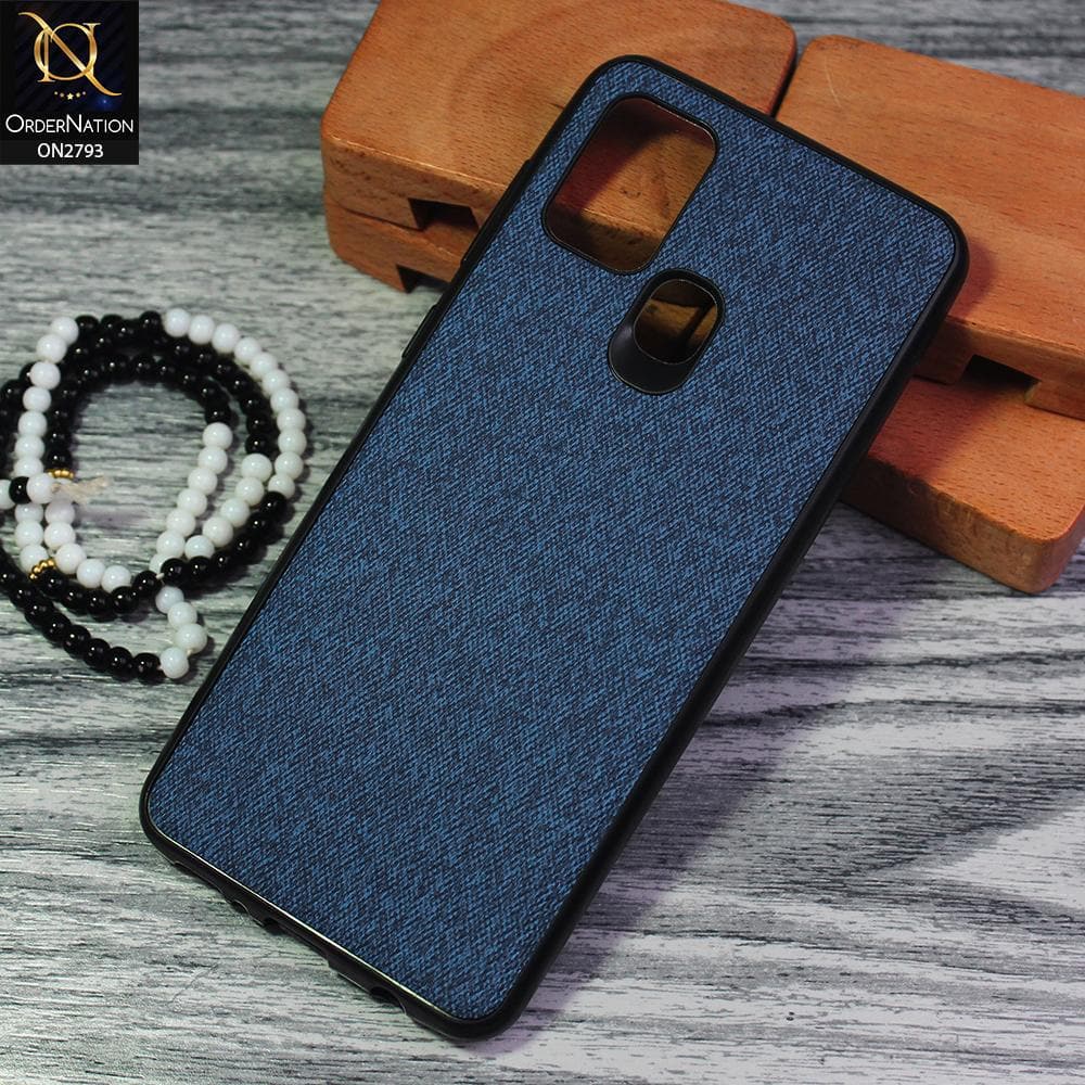 Samsung Galaxy A21s Cover - Blue - New Jeans Fabric Texture Leather Soft Case