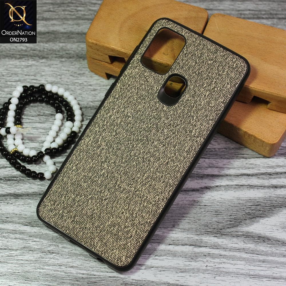 Samsung Galaxy A21s Cover - Gray - New Jeans Fabric Texture Leather Soft Case