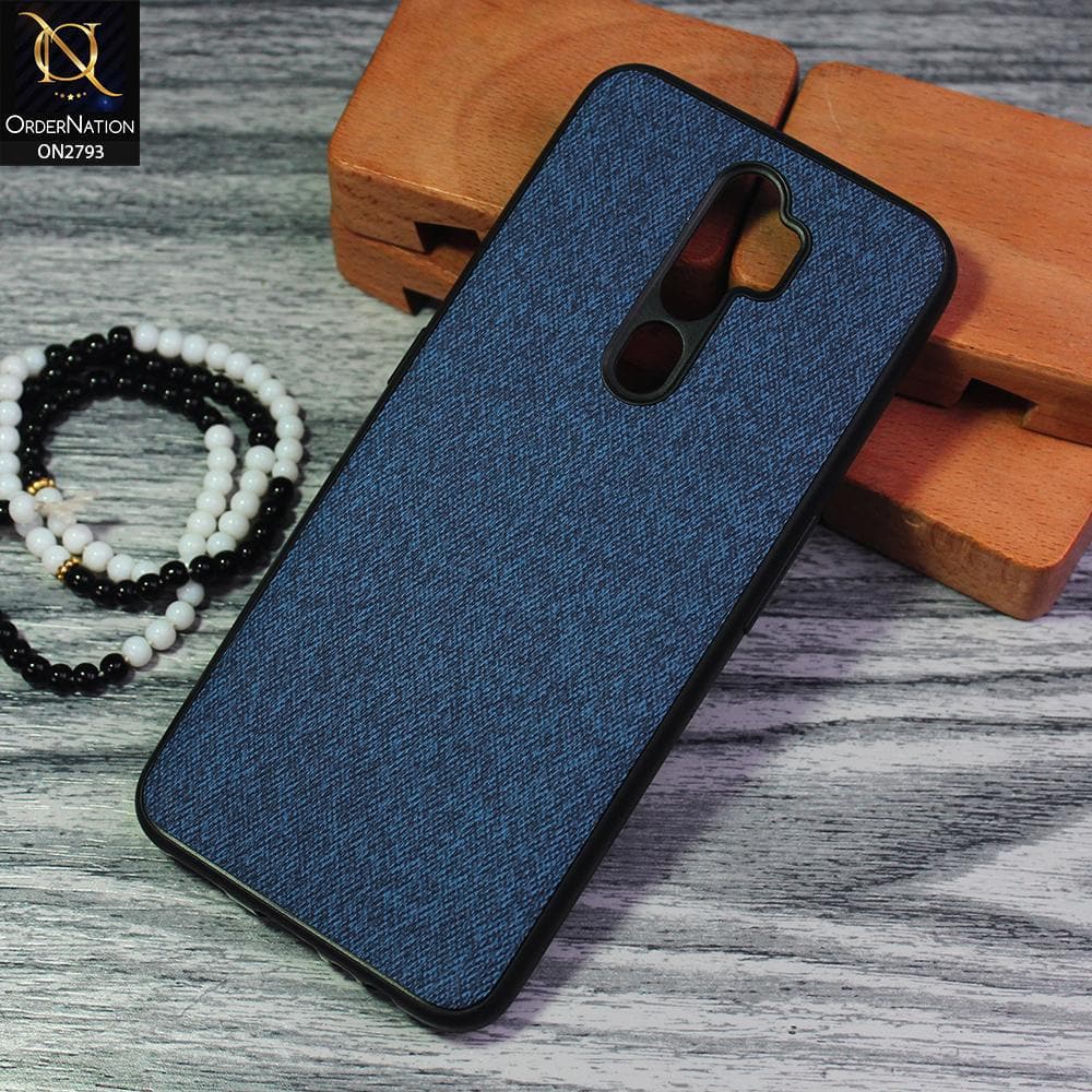 Oppo A5 2020 Cover - Blue - New Jeans Fabric Texture Leather Soft Case