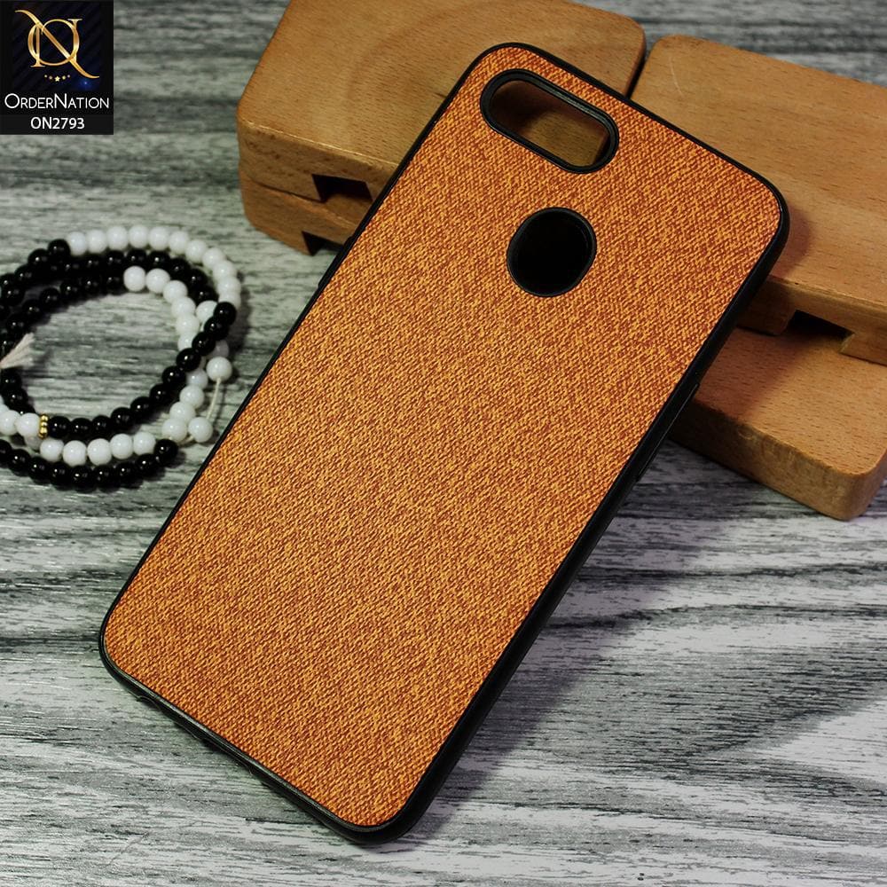 Oppo A11k Cover - Mustard - New Jeans Fabric Texture Leather Soft Case