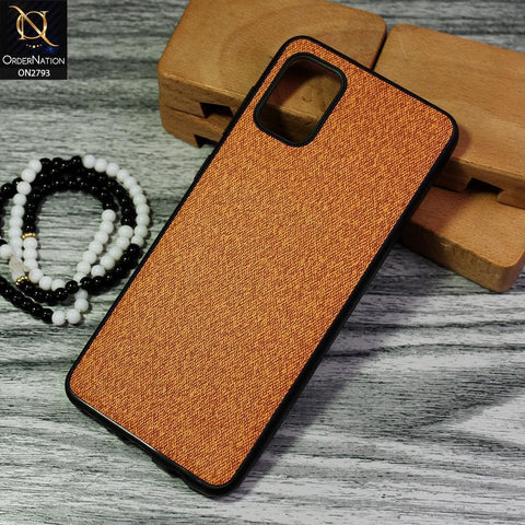 Samsung Galaxy A71 Cover - Mustard - New Jeans Fabric Texture Leather Soft Case