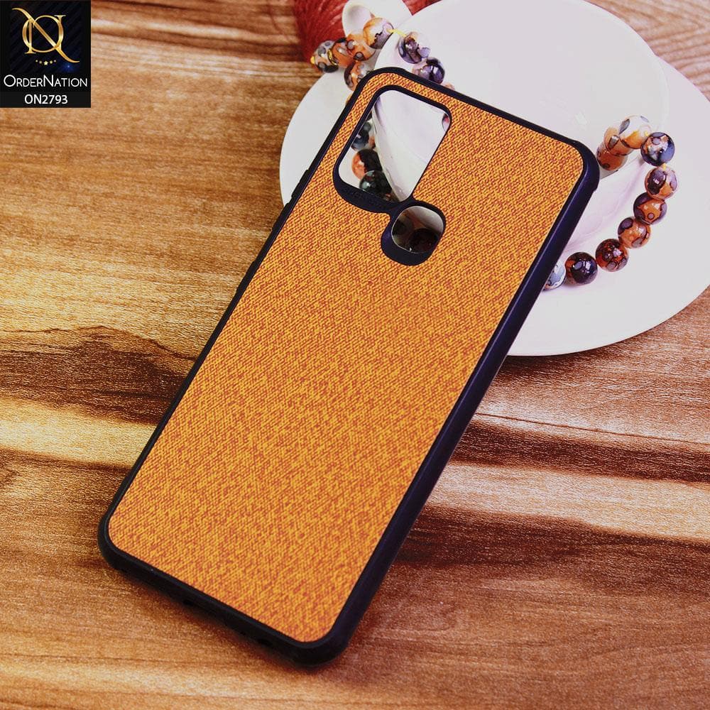 Infinix Hot 10 Cover - Mustard -  New Jeans Fabric Texture Leather Soft Case