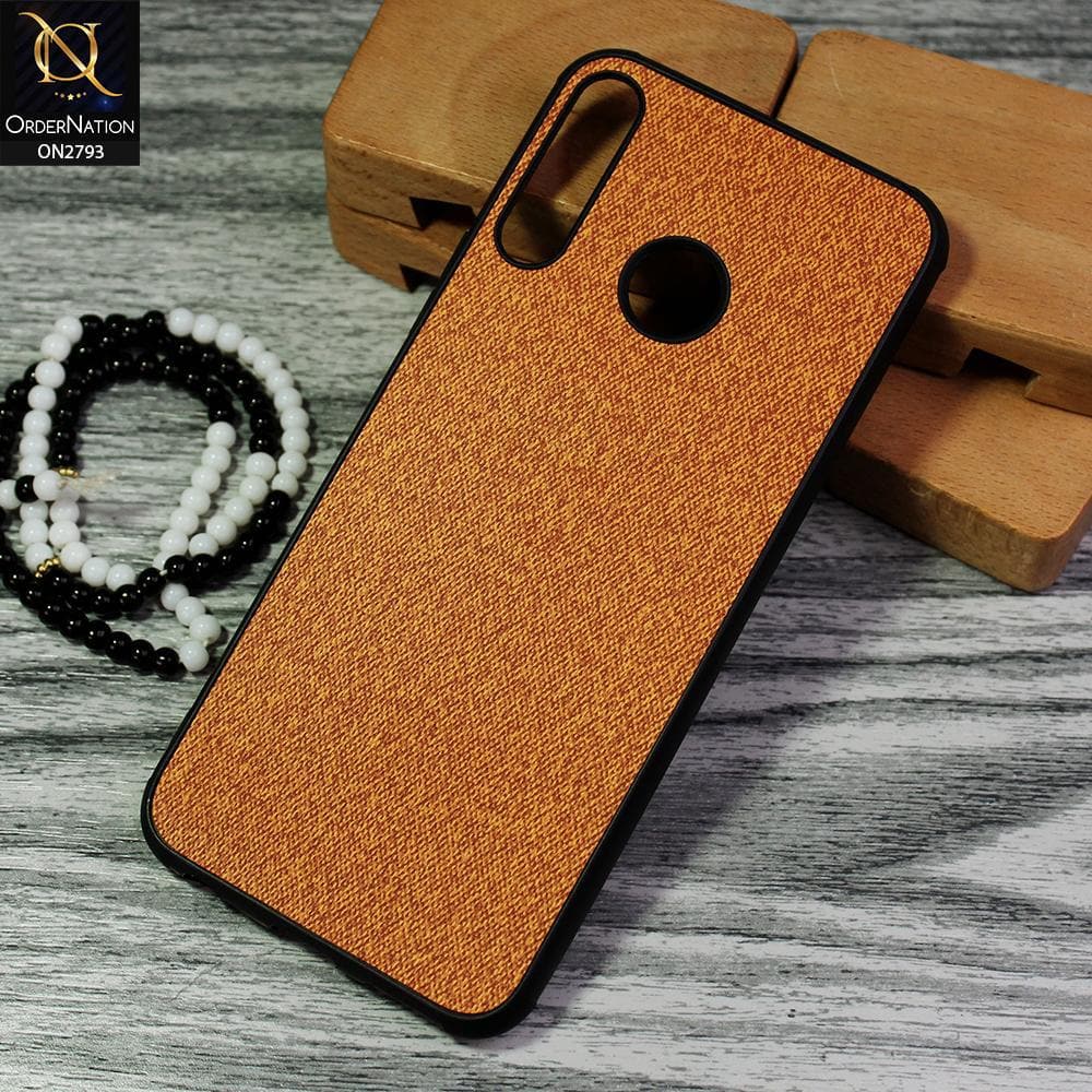 Infinix Hot 8 Cover - Mustard - New Jeans Fabric Texture Leather Soft Case