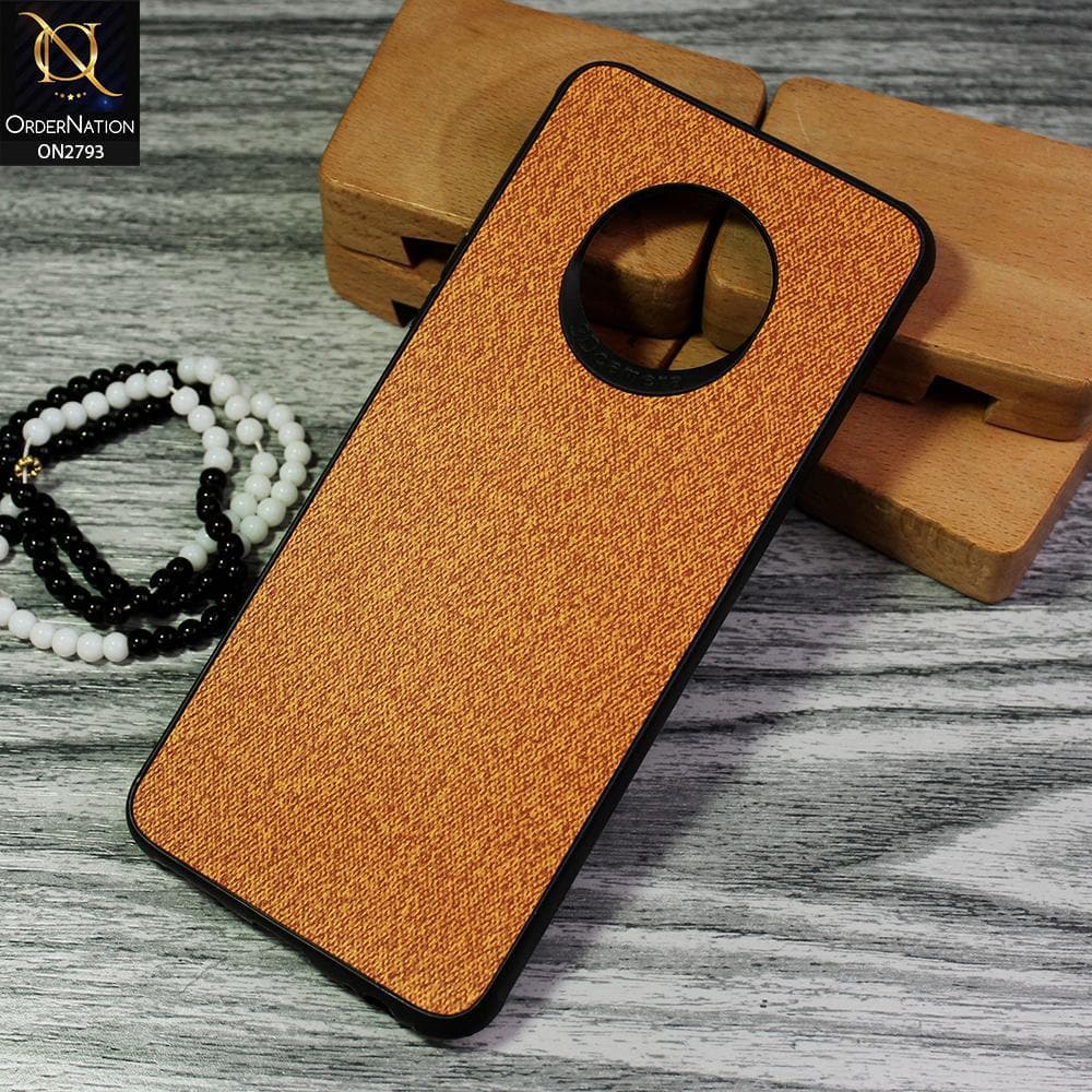 Infinix Note 7 Cover - Mustard - New Jeans Fabric Texture Leather Soft Case