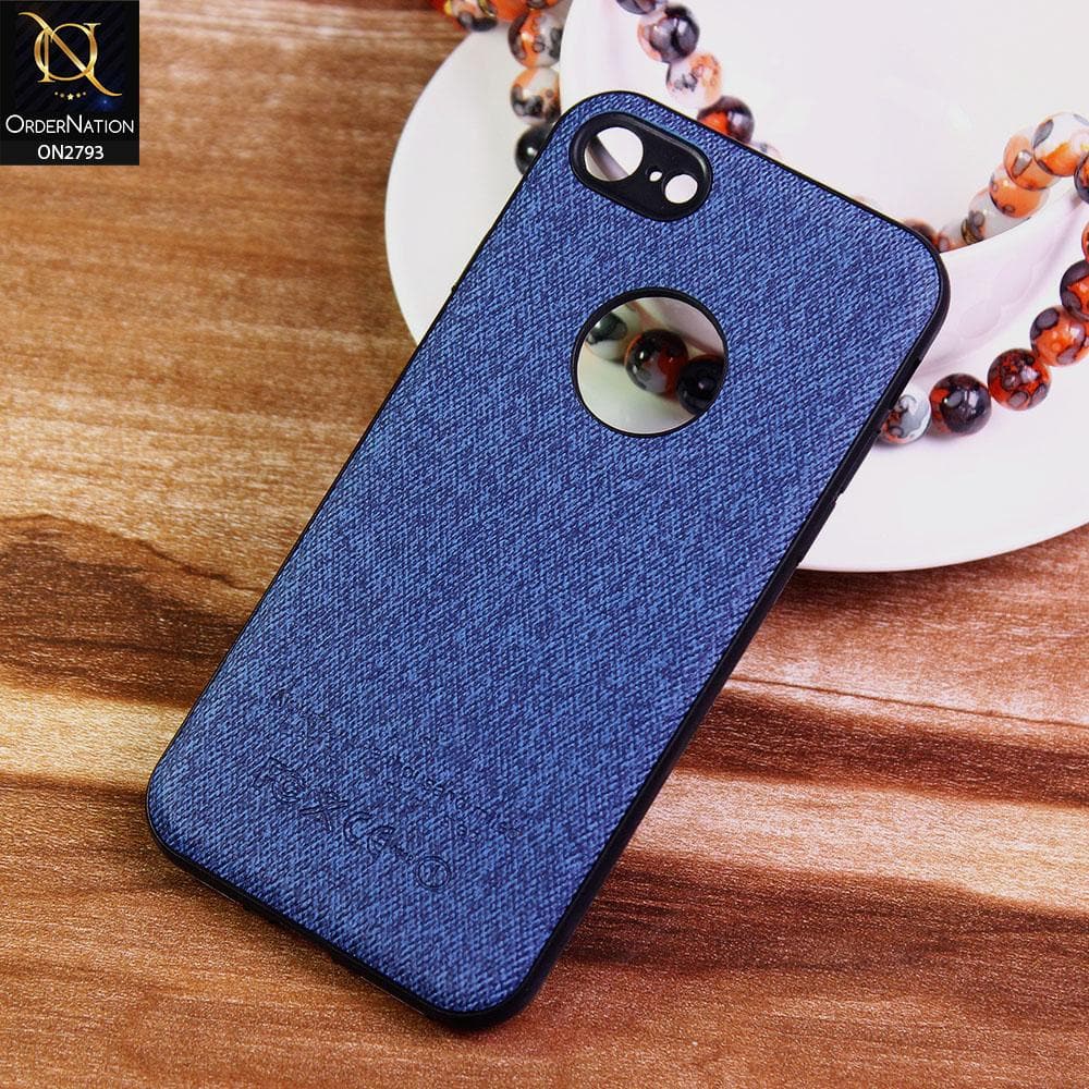 iPhone SE 2020 Cover - Blue -  New Jeans Fabric Texture Leather Soft Case