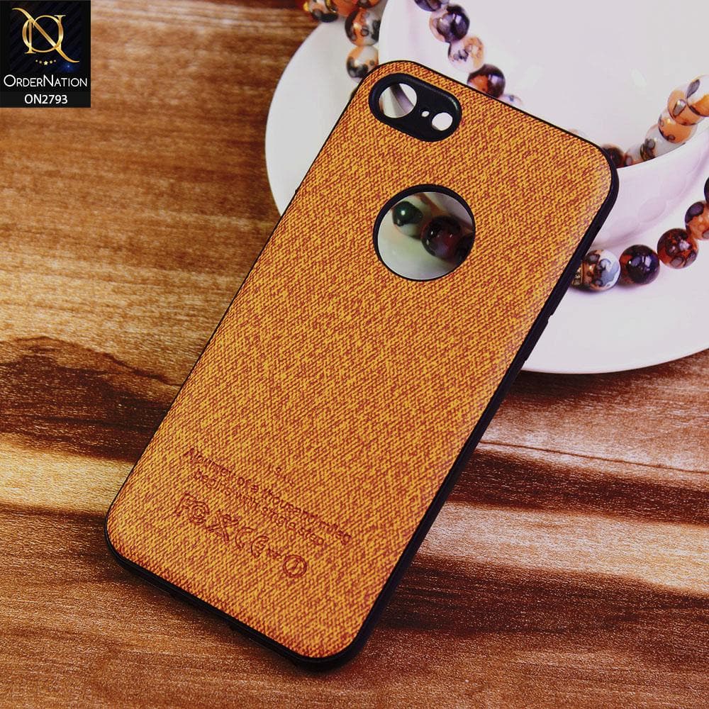 iPhone SE 2020 Cover - Mustard -  New Jeans Fabric Texture Leather Soft Case
