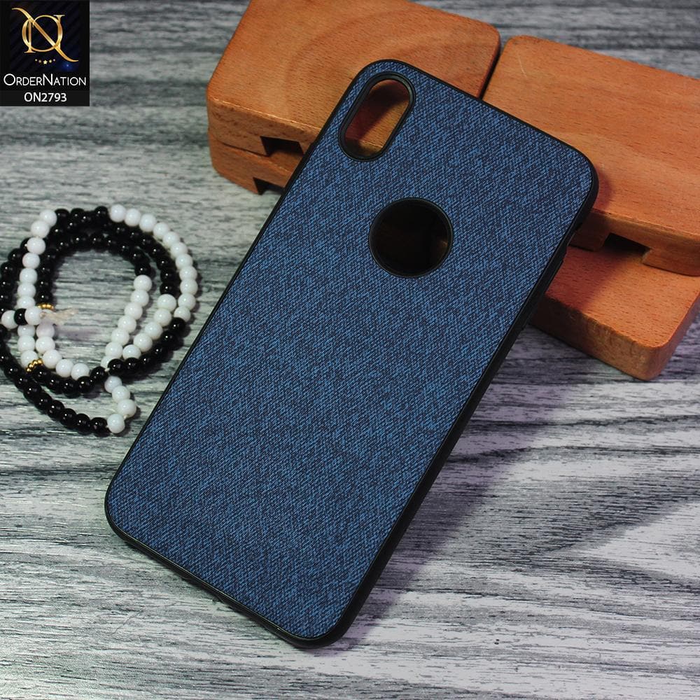 iPhone XS / X Cover - Blue - New Jeans Fabric Texture Leather Soft Case