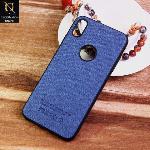 iPhone XS Max Cover - Blue -  New Jeans Fabric Texture Leather Soft Case