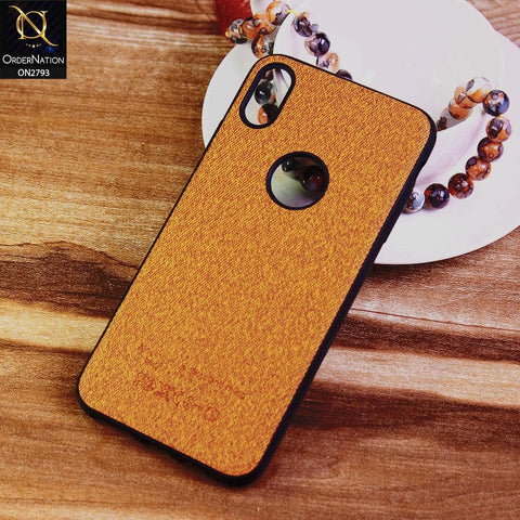 iPhone XS Max Cover - Mustard -  New Jeans Fabric Texture Leather Soft Case